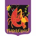 Nunc Patio Supplies 13 x 18 in. Crawfish Mardi Gras Polyester Garden Flag NU3457961